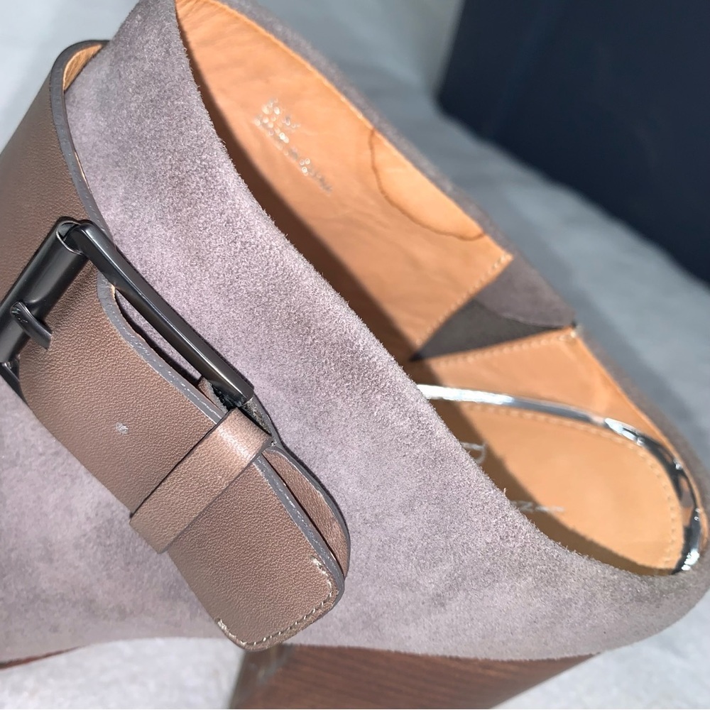 Linea Paolo GUC Gray Suede Leather Block Heel Clog size 8.5 - Picture 9 of 13